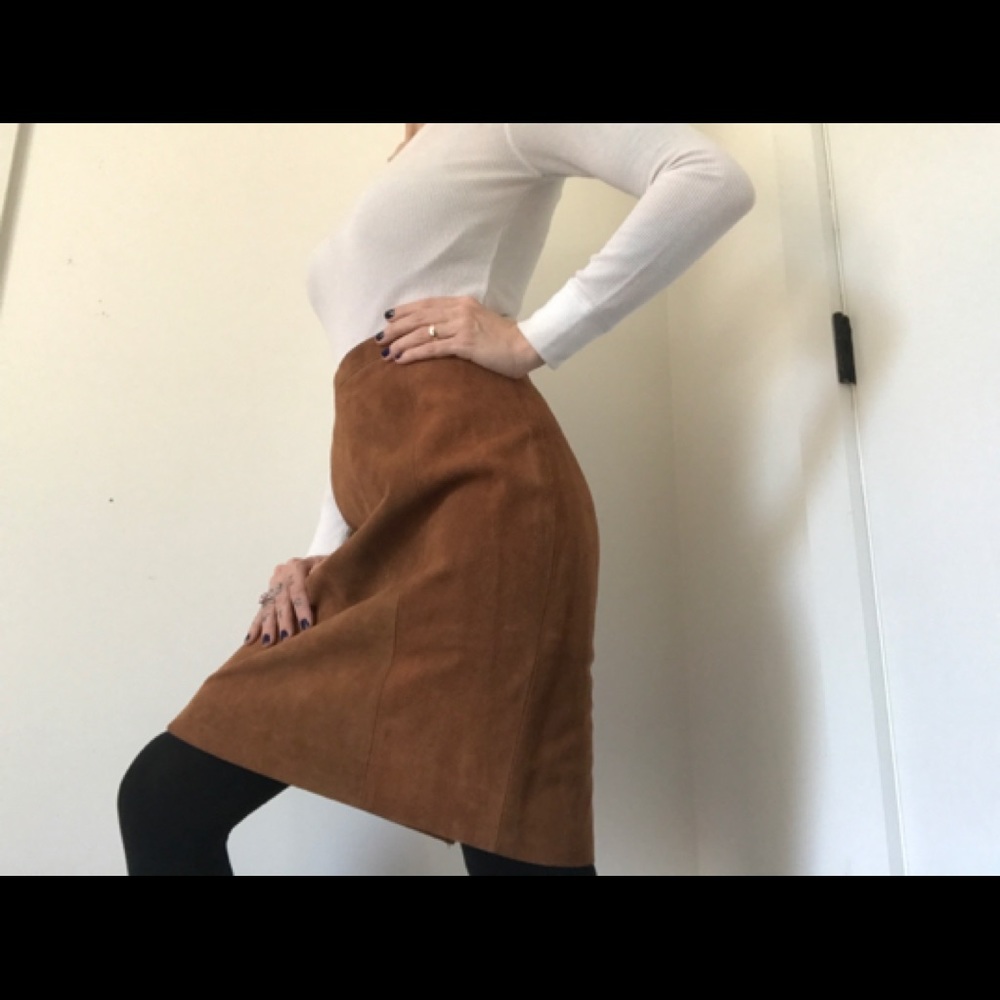 Lisa Cohen For Phoenix Vintage Suede Leather Skirt - Picture 2 of 16